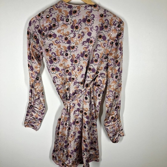 Alexis Kari Wrap Dress Sequin Floral Print  Long Sleeve Multicolor Size XS - Picture 8 of 16